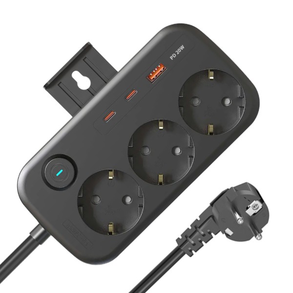 Фото - Мережевий фільтр Ultra PB70312 (3 роз., 1 USB, 2 Type-C, 2,5м) Чорний